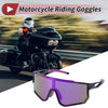 Motorcycle Goggles / Purple Lens Black with Pink Blue Spot Frame Sunglasses