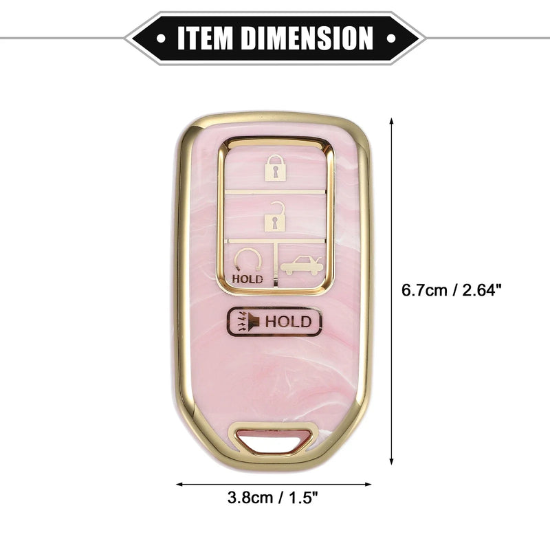 Honda Accord CRV Porcelain Soft TPU Pink Key Fob Cover 5 Button