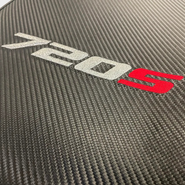 McLaren 720S Black Carbon Fiber Leather Floor Mats Set (2017-2023)