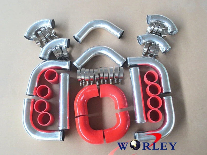 Universal Intercooler 12PCS 2.5" Red Turbo Piping T-Clamp Kit