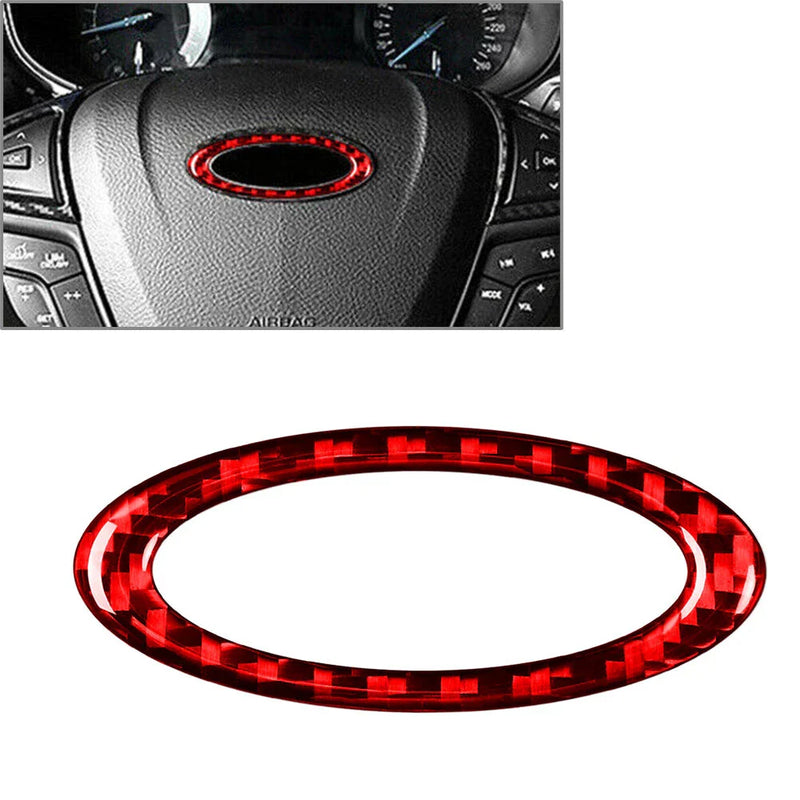 Ford Mondeo Carbon Fiber Red Steering Wheel Center Ring Cover (2013-2019)