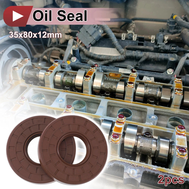 Make Model Oil Seal / 2 Pcs / Seal Ring Rotary Shaft Seal FKM Rubber 35x80x12mm Brown