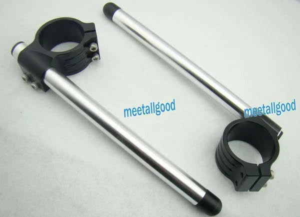 Ducati 848 1098 1198 CNC Raised 53mm Clip On Handlebars  Silver