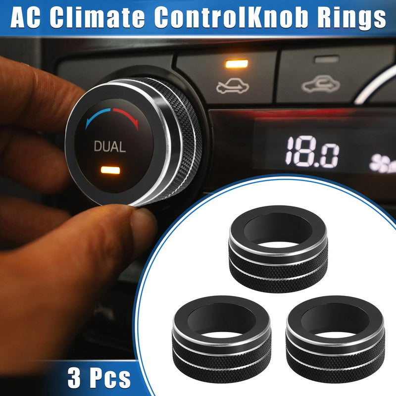 Jeep Renegade (2018-2023) Black 3 x AC Climate Control Knob Rings Cover