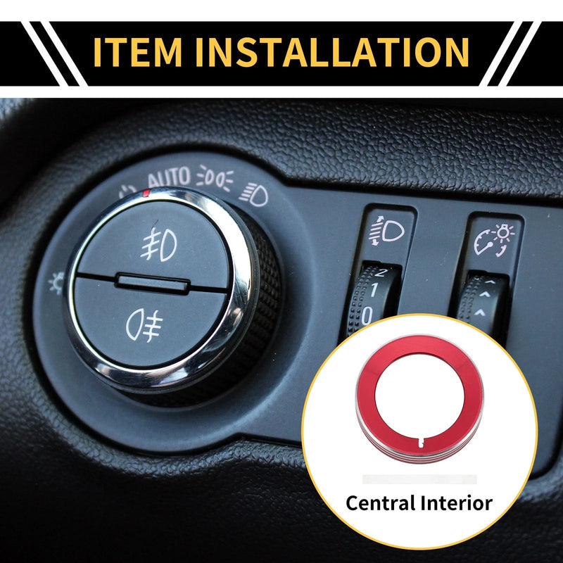 Ford F-150 (2016-2021) Red Headlight Control Switch Knob Cover Ring