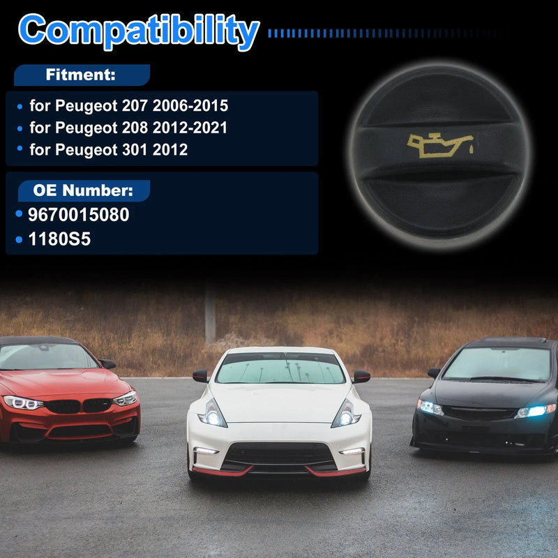 Peugeot 207 (2006-2015) Black Fuel Tank Cap 1 Pc Gas Cap