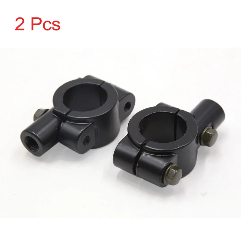 2 x Pair Black 8mm Thread Dia Handlebar Mirror Mount Bracket Clamp