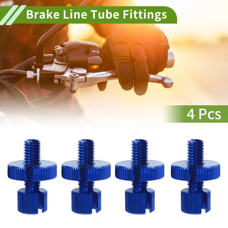 Motorcycle 4 x M8 Aluminum Clutch Brake Cable Adjuster Screw Blue