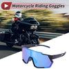 Motorcycle Goggles Blue Lens Black Frame PC Eyeglasses