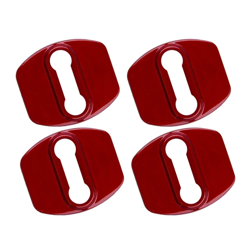 Hyundai Kia 4 x Red Stainless Steel Door Lock Buckle Covers