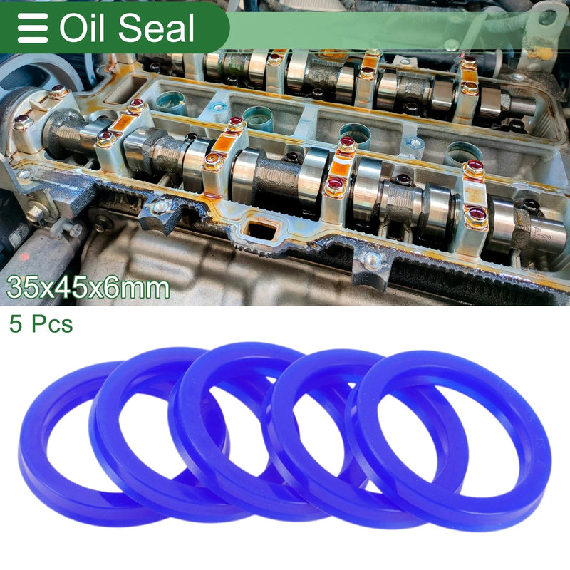 Oil Seal TPU 35x45x6mm Rotary Shaft Seal High Pressure Blue 5 Pcs