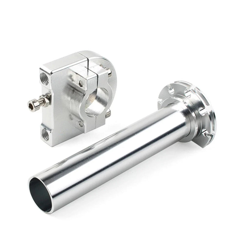 Universal Motorcycle 7/8" CNC Turn Twist Throttle Handle Bar Tube Silver