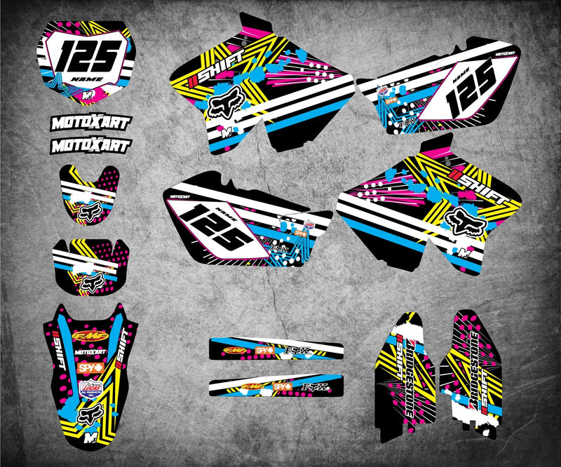 Suzuki RM 125 (2001-2016) Pinned Style Stickers Custom Graphics Full Kit