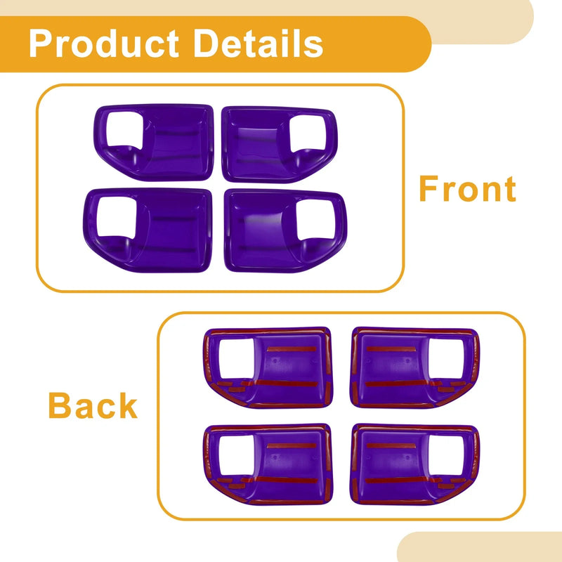 Jeep Wrangler JK 2011-2017 - Purple 4 x Interior Door Handle Bowl Cover Trim