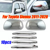 Toyota Sienna 10Pcs/Set Chrome Mirror+Door Handle Lid Cover Trim (2011-2020)