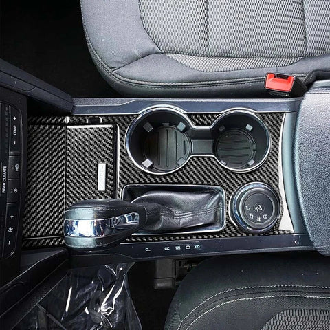 Carbon Fiber Cup Holder Center Console Cover Trim Fits Ford Explorer 2013-2019