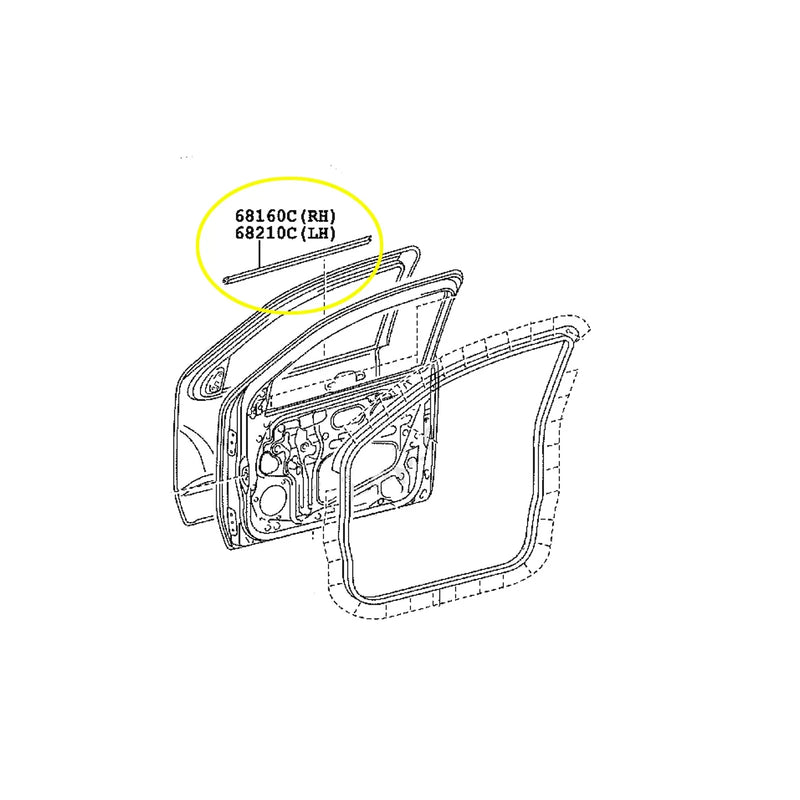 Toyota Hilux Vigo MK6 Front Door Weatherstrip Rubber Seal (2005-2012)