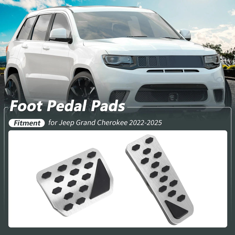 Jeep Grand Cherokee (2022-2025) Silver Tone 2 x Auto Foot Pedal Pads Covers