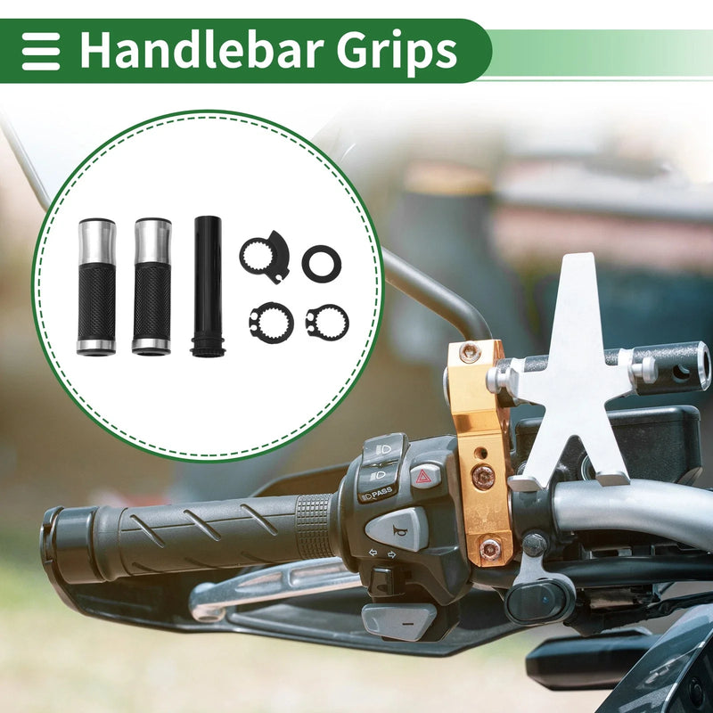 7/8" 22mm Motorcycle Hand Grips Black Silver Tone
