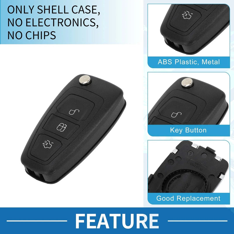 Ford Fiesta Kuga Focus Transit 3 x Keyless Entry Remote Key Shell Case