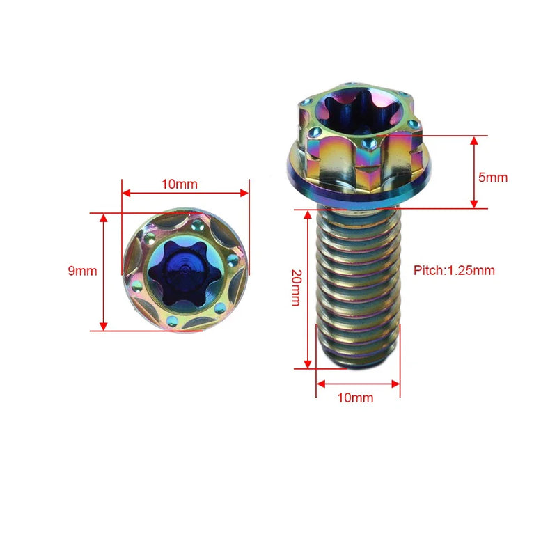 Motorcycle Bike 6 x Titanium Torx Head Flange Screws M10x20mm