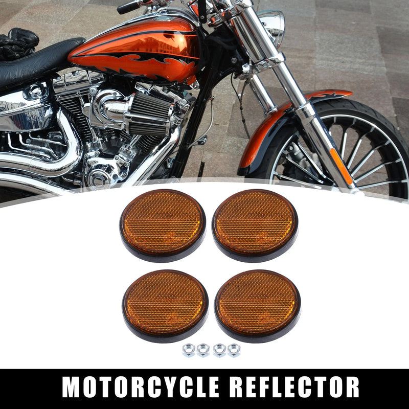 4 x M6x1.0 Orange Universal Round Screw Mount Reflective Warning Reflector
