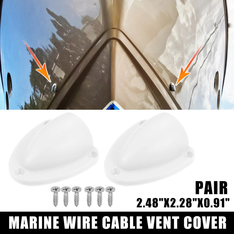 Pair 2.48x2.28 Marine Transducer Cover Clam Shell Vent Wire Cover White