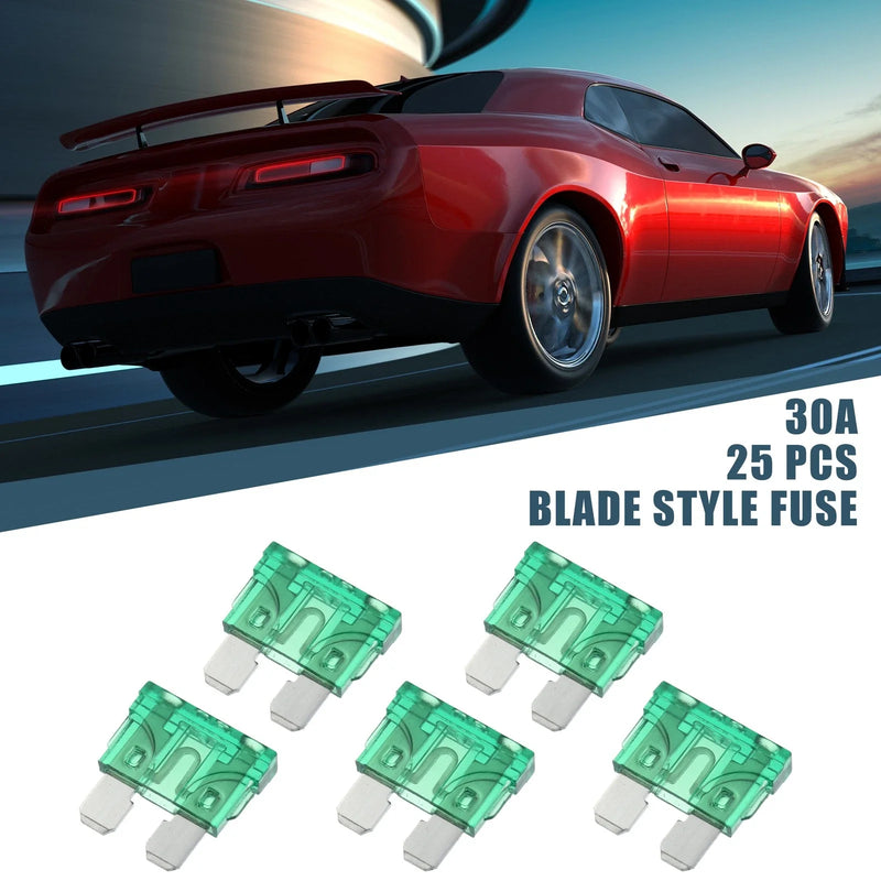 Car Boat Truck SUV Motorcycle Green 25pcs 30A Blade Style Fuses