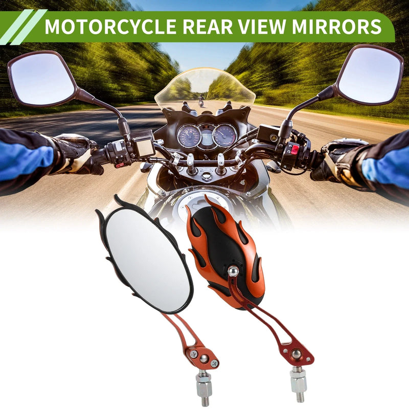 All Models M8/M10 1set Motorcycle Rear View Mirrors Oval Shape Orange Aluminum Alloy