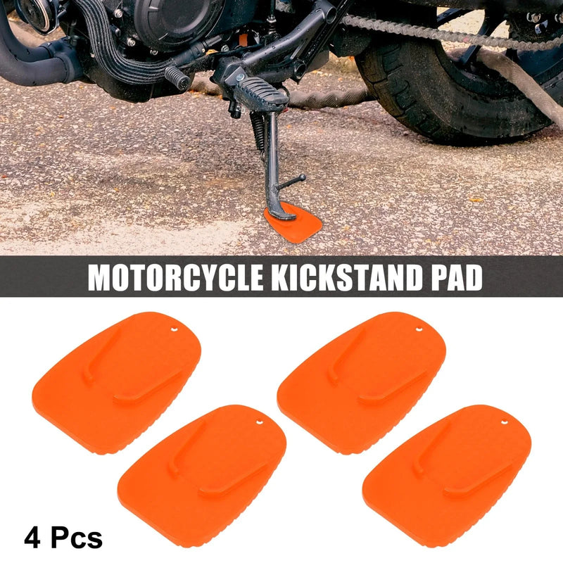 Motorcycle 4pcs Kickstand Plate Pad Side Stand Extension Pad Orange
