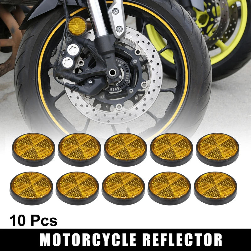 Motorcycle 10 x Orange Universal Screw Mount Round Warning Reflector