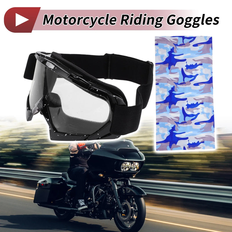 Motorcycle 1 Set / Riding Goggles Transparent Lens White Frame