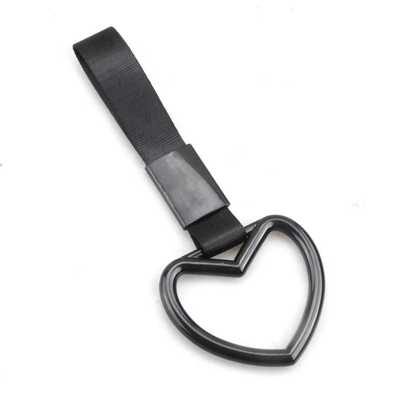 Car, Subway, Train, Bus - Heart Black Tsurikawa Ring Handle Strap