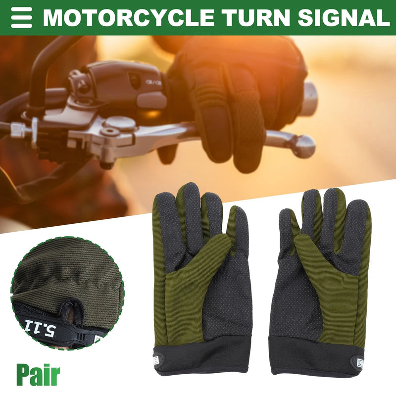 Motorcycle Cycling Hiking Black Green 1 Pair Cloth Riding Gloves Liners