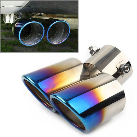 Car 1x Blue Dual Exhaust Pipe Tail Muffler Tip (No Year Specified)