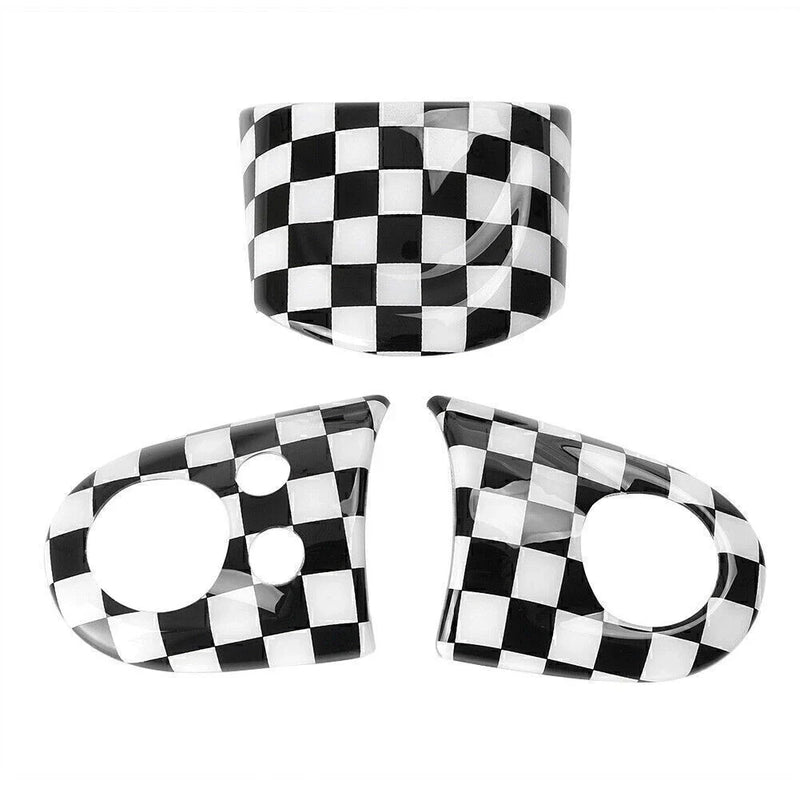 Mini Cooper R55 R56 (2007-2020) Black 3 x Steering Wheel Cover Trim