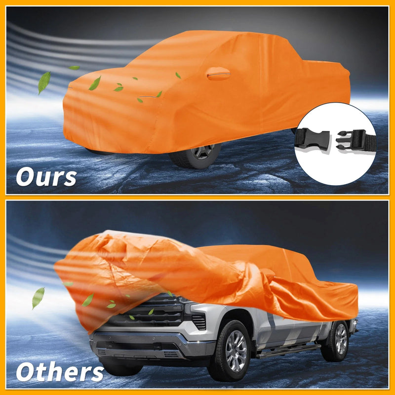Chevy Silverado Orange with Zipper Car Cover 210D-PU Waterproof All Weather