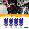 Universal Motorcycle M6 40mm License Plate Screws Cover Al Alloy Blue 4Pcs
