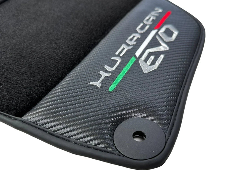 Lamborghini Huracan EVO 2014-2023 LHD with Carbon Leather Black Floor Mats