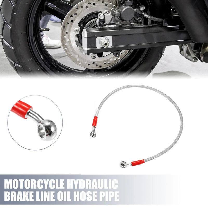Motorcycle Brake Line 70cm Hydraulic Oil Hose Pipe 28°/0° Silver Tone