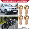 Car Motorcycle Metal 4 x Banjo Bolt Hose Barb Fitting 14mm ID 14mm OD