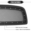 Dodge Ram 1500 Matte Black Front Grille Assembly with Rivet (2011 - 2012)