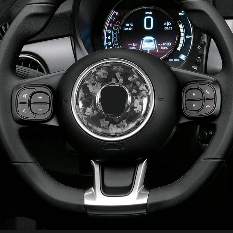 Fiat 500 (2008-2023) 2 x Forged Carbon Fiber Steering Wheel Center Cover
