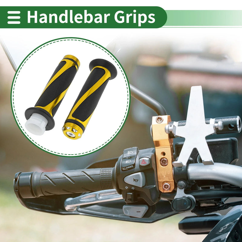 Motorcycle 7/8 22mm Grips Cover Aluminum Alloy Rubber Yellow