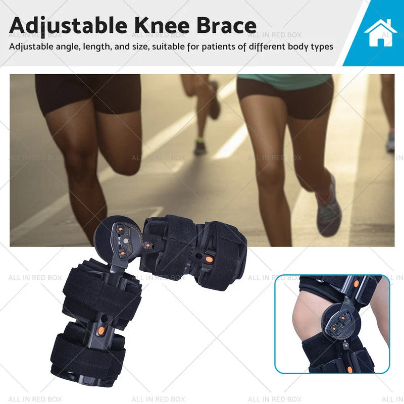 Injury Adjustable Hinged Knee Brace Leg Support Stabilizer (0-120°)