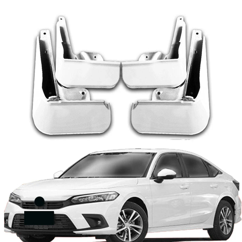 Honda Civic Pearl White Painted Mud Flaps Guards Splash Flares (2022–2024)