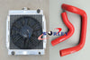 Datsun 1200 3 Row Aluminum Radiator + Fan + Blue Hose (1970-1976)
