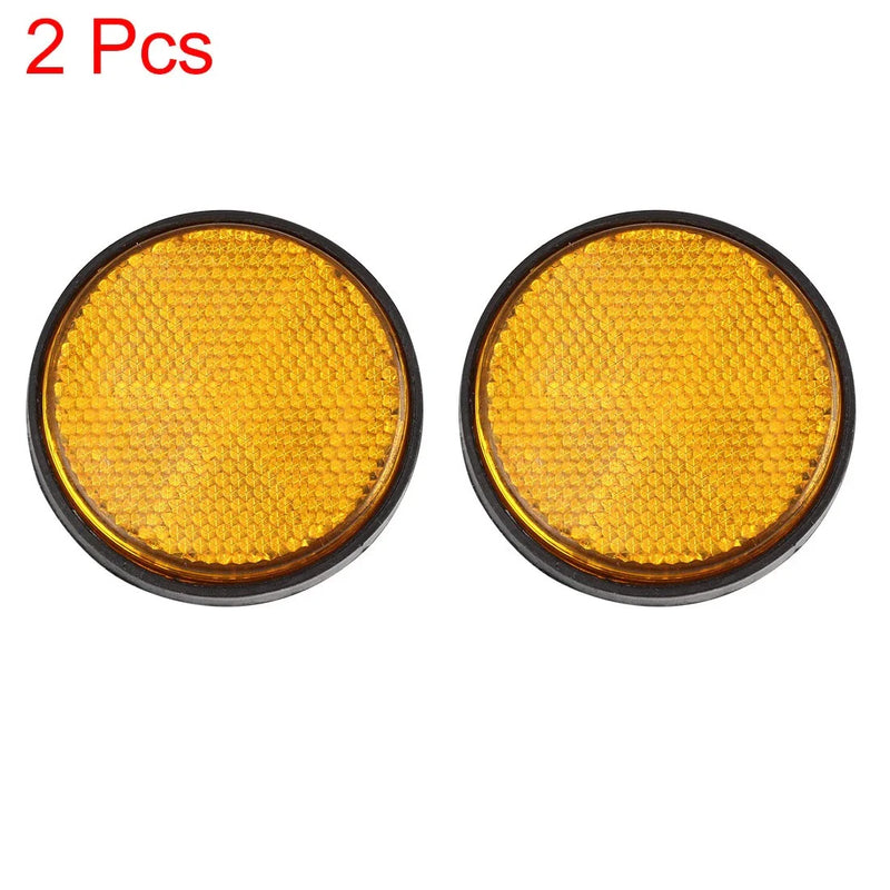Motorcycle Reflector 2 x 6mm Yellow Plastic Screw Mount Reflective