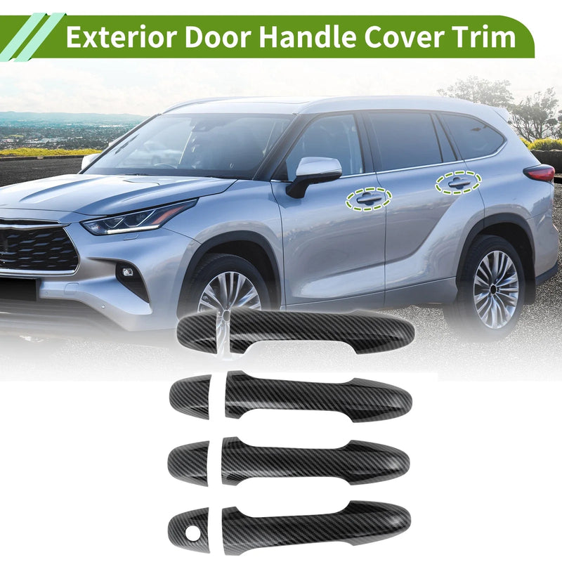 Toyota Highlander Carbon Fiber Black Exterior Door Handle Cover Trim (15-19)
