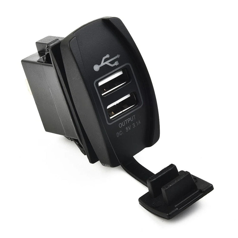 Car Boat Unique Dual USB Charger with ARB Rocker Switch Blue LED Light